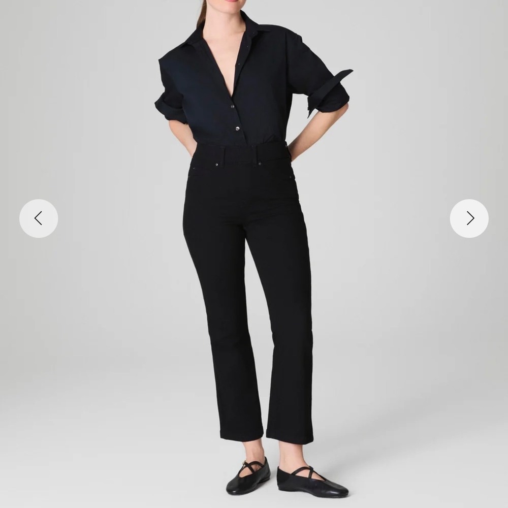 Spanx‎ Kick Flare Jeans Black High Rise Ankle Denim Pants Womens Petite M